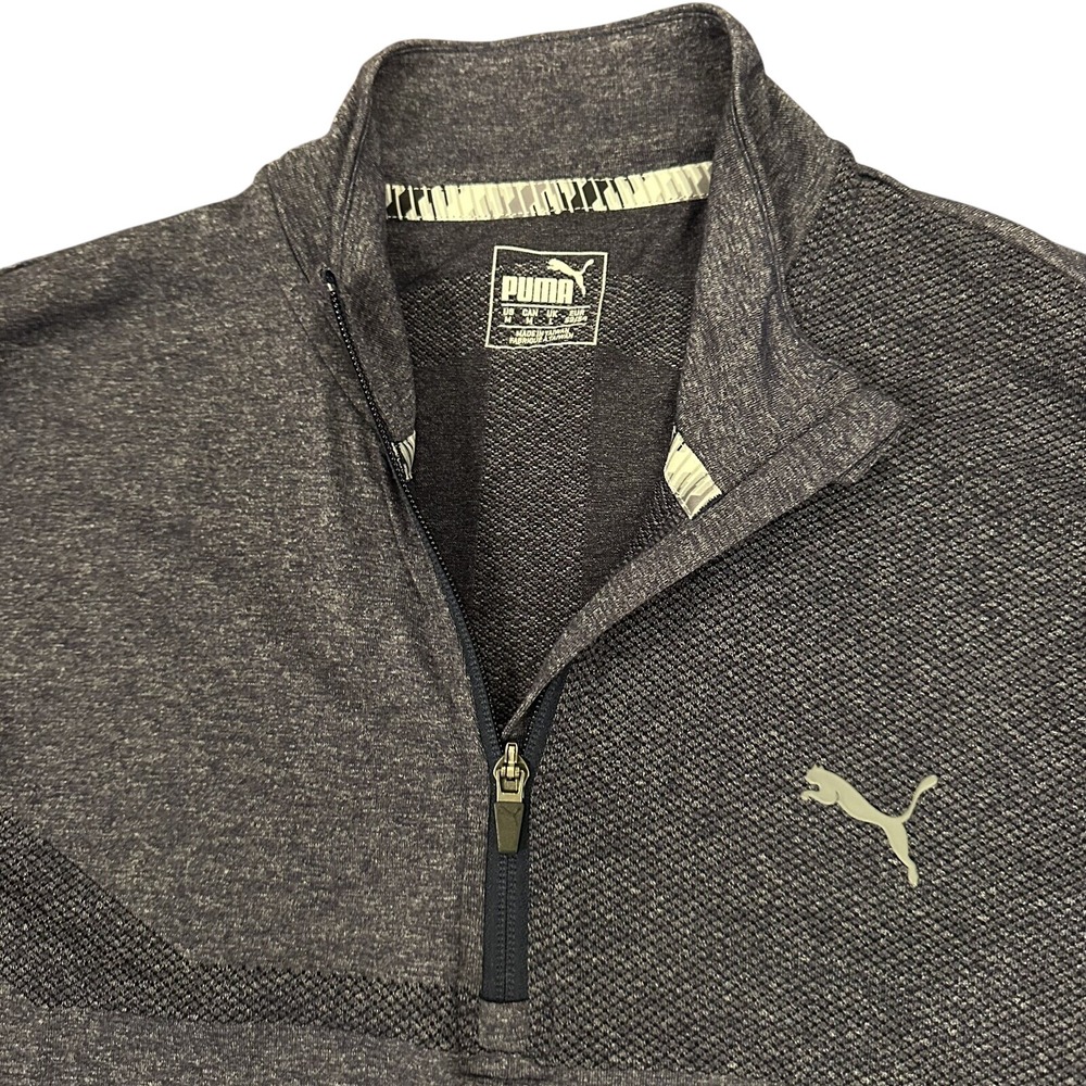 Puma Pullover Mens Medium Navy Blue Quarter Zip Riverbend‎ Golf Logo